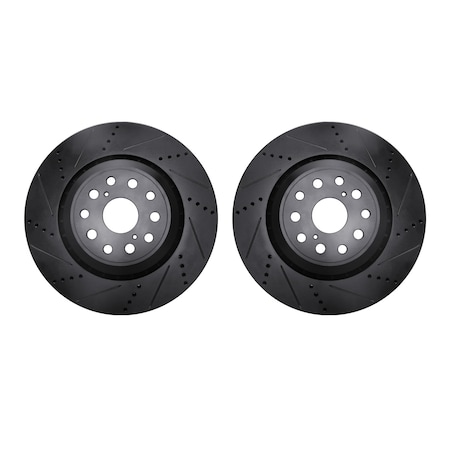 Rotors-Drilled And Slotted-Black, Zinc Plated Black, Zinc Coated, 8002-75015